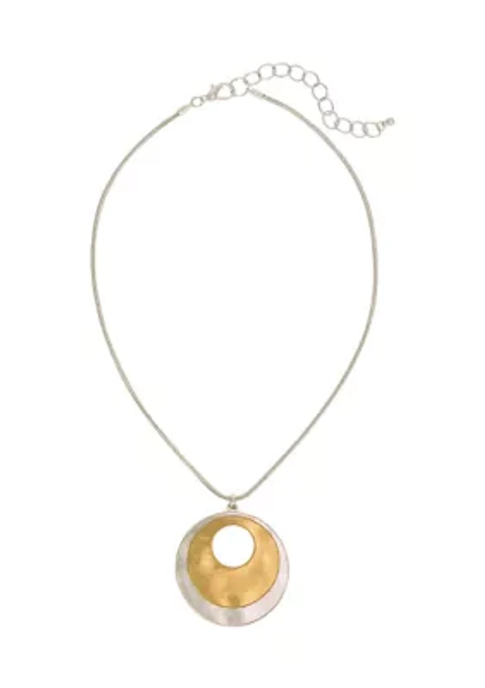 Two-Tone Short Layered Donut Pendant Necklace