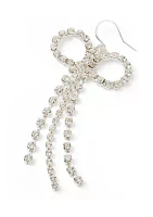 Silver Tone Soft Bow Drop Earrings