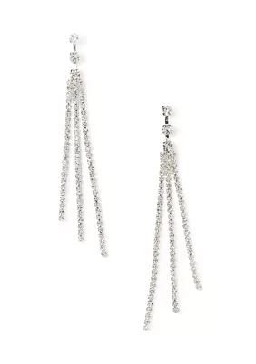 Silver Tone Wispy Fringe Drop Earrings