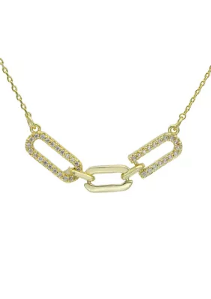 Gold Tone Cubic Zirconia Pavé Open Links Necklace