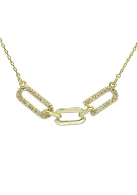 Gold Tone Cubic Zirconia Pavé Open Links Necklace