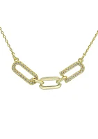 Gold Tone Cubic Zirconia Pavé Open Links Necklace