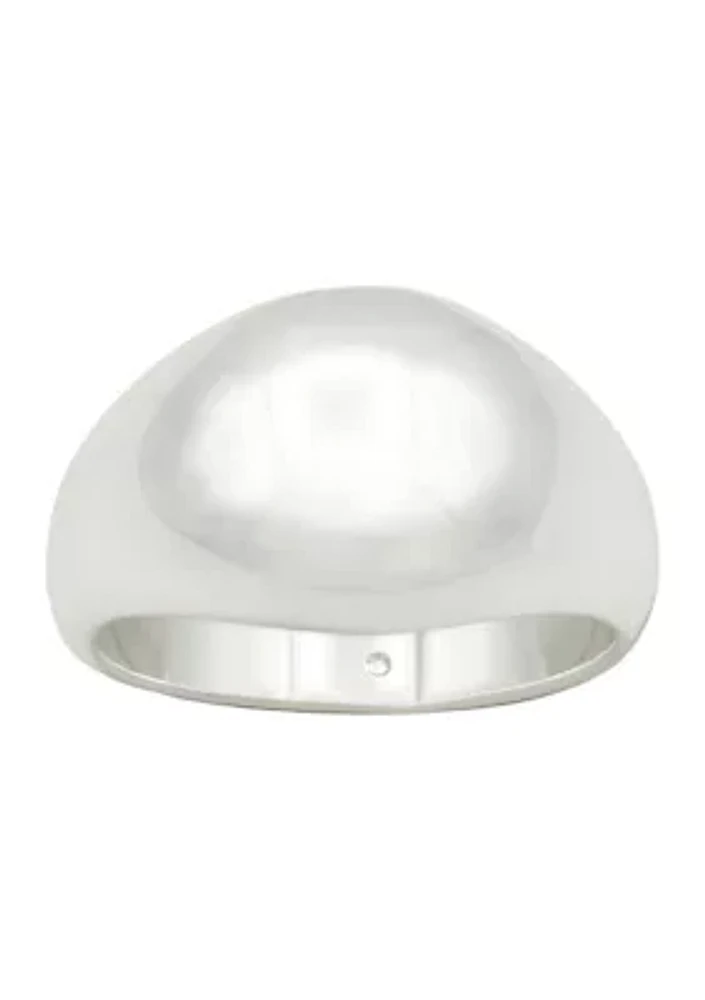 Silver Tone Dome Signet Ring