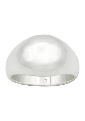 Silver Tone Dome Signet Ring