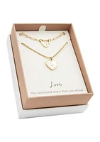 Gold Duo Polished Mother of Pearl Heart Set of Necklaces