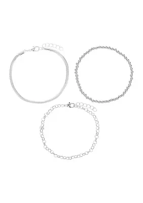 Beaded and Link Bracelet Trio Set