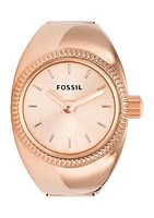 Watch Ring Two-Hand Rose Gold-Tone Stainless Steel