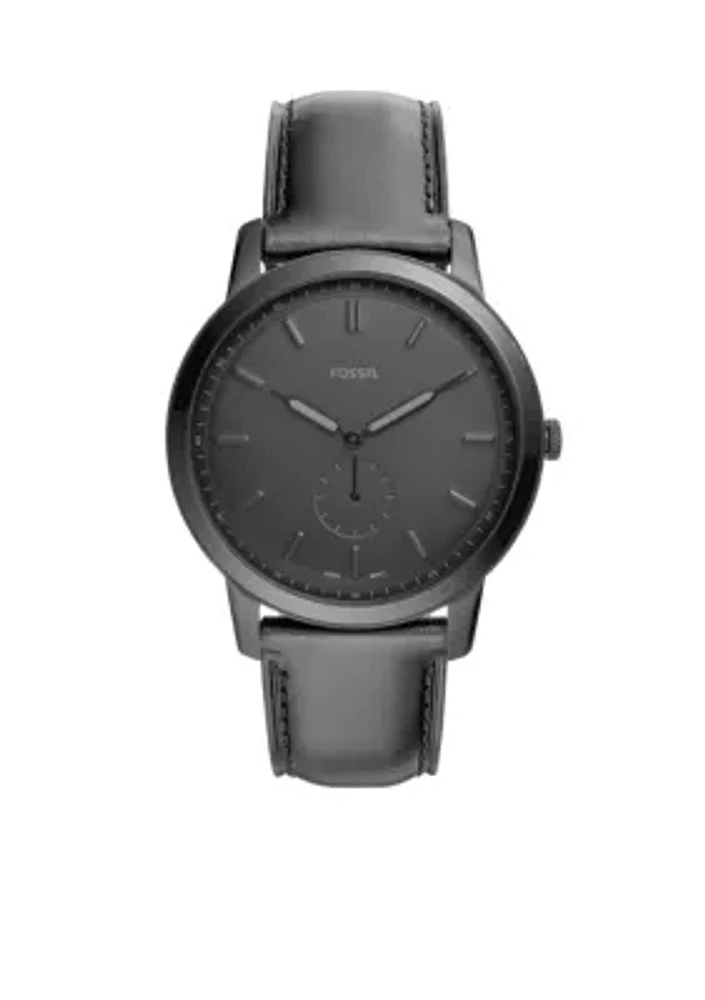 Stainless Steel The Minimalist Two-Hand Leather strap Watch