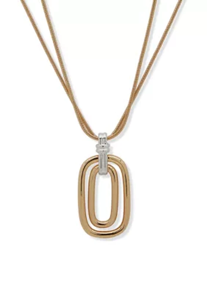 Two Tone Snake Chain Pendant Necklace