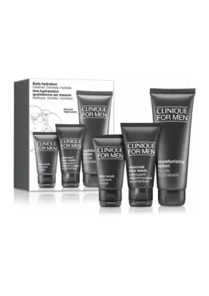 Daily Hydration Men's Skincare Set: Cleanse. Exfoliate. Hydrate - $54 Value!