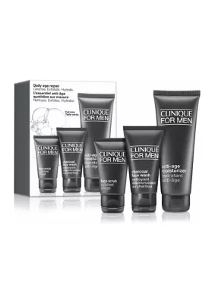 Daily Age Repair Men's Skincare Set: Cleanse. Exfoliate. Hydrate - $68 Value!