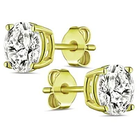14K Gold Plated Solitaire CZ Stone Earring with Pouch, Bath Bomb & Gift Box