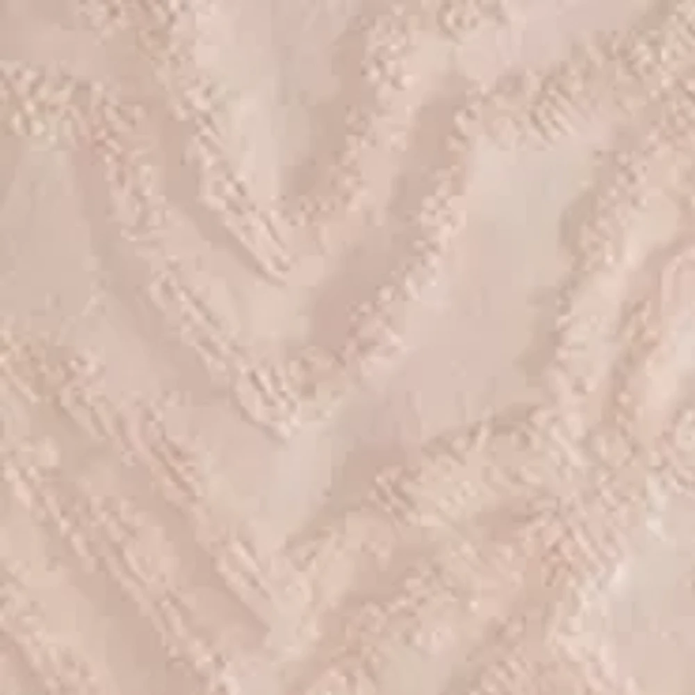 Laetitia 3 Piece Tufted Cotton Chenille Medallion Fringe Coverlet Set