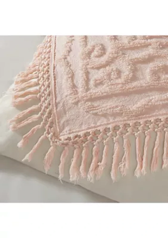 Laetitia 3 Piece Tufted Cotton Chenille Medallion Fringe Coverlet Set