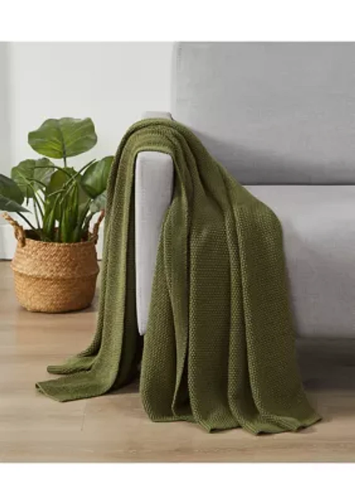Moss Stitch Throw Blanket