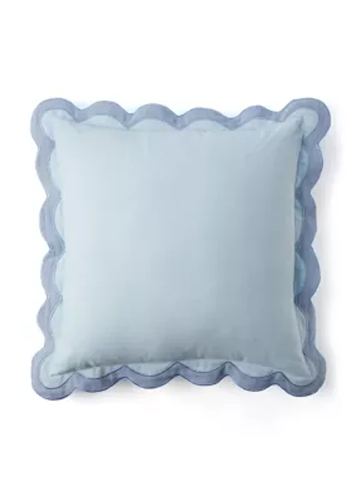 Solid Scalloped Trim Throw Pillow
