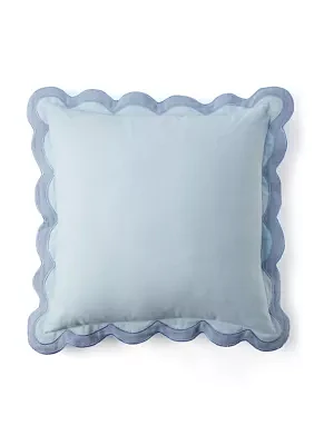 Solid Scalloped Trim Throw Pillow