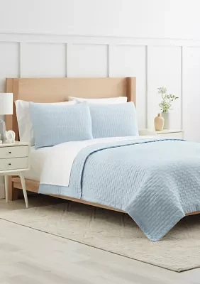 Washed Box Stitched Quilt Set