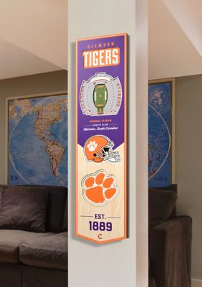 YouTheFan NCAA Clemson Tigers 3D Stadium 8x32 Banner - Memorial Stadium