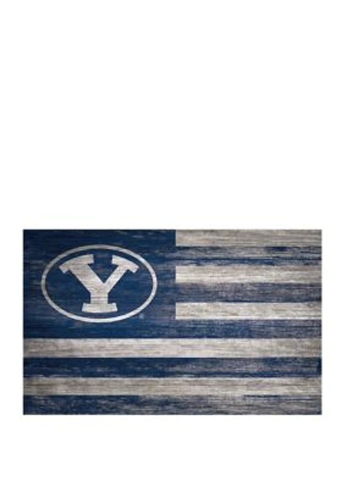 NCAA BYU Cougars 11 in x 19 in Distressed Flag