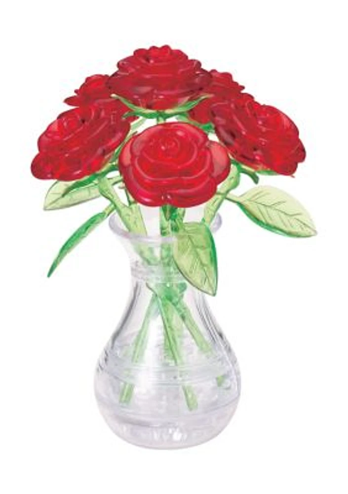 3D Crystal Puzzle - Roses in a Vase: 44 Pcs