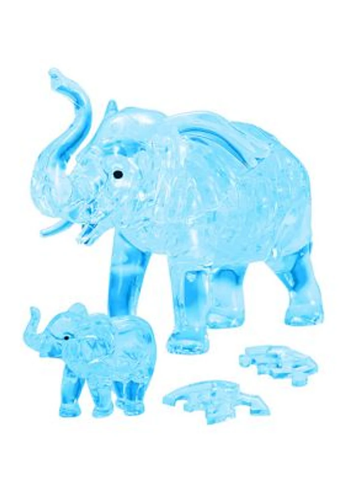 3D Crystal Puzzle - Elephant and Baby (Blue): 46 Pcs