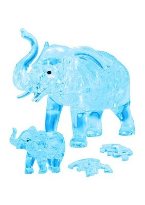 3D Crystal Puzzle - Elephant and Baby (Blue): 46 Pcs