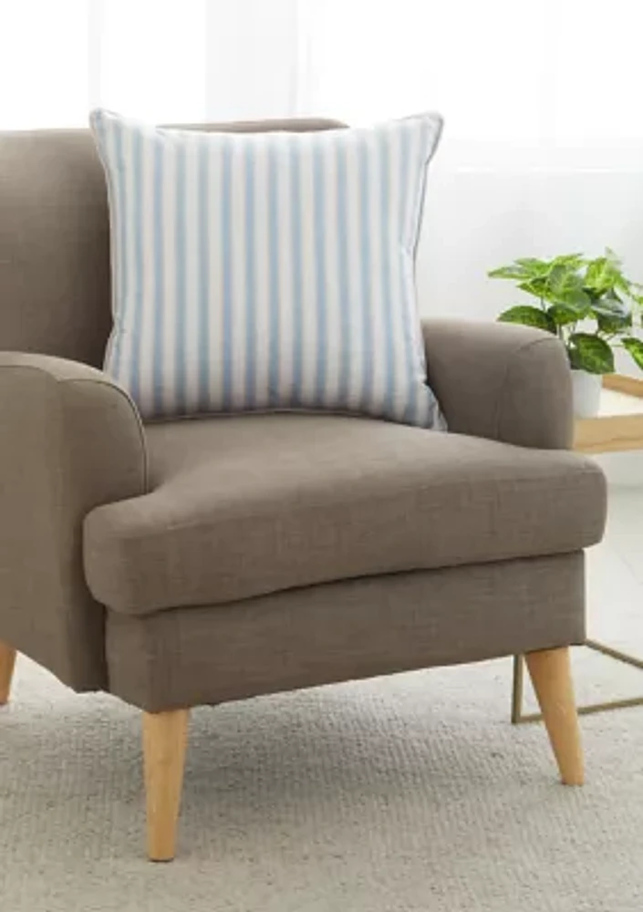 Chambray Stripe Square Blue Decorative Pillow