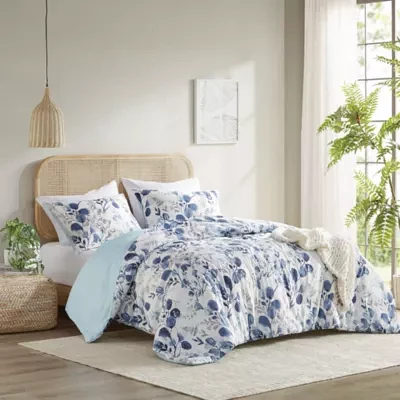 Gabby Reversible Floral Botanical Seersucker Comforter Set