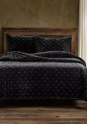 HiEnd Accents Stella Solid Color Faux Silk Velvet Romantic Modern Rustic 1 Piece Quilt