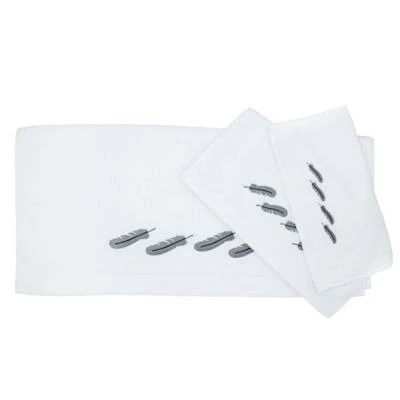 Embroidered Feather White Towel Set