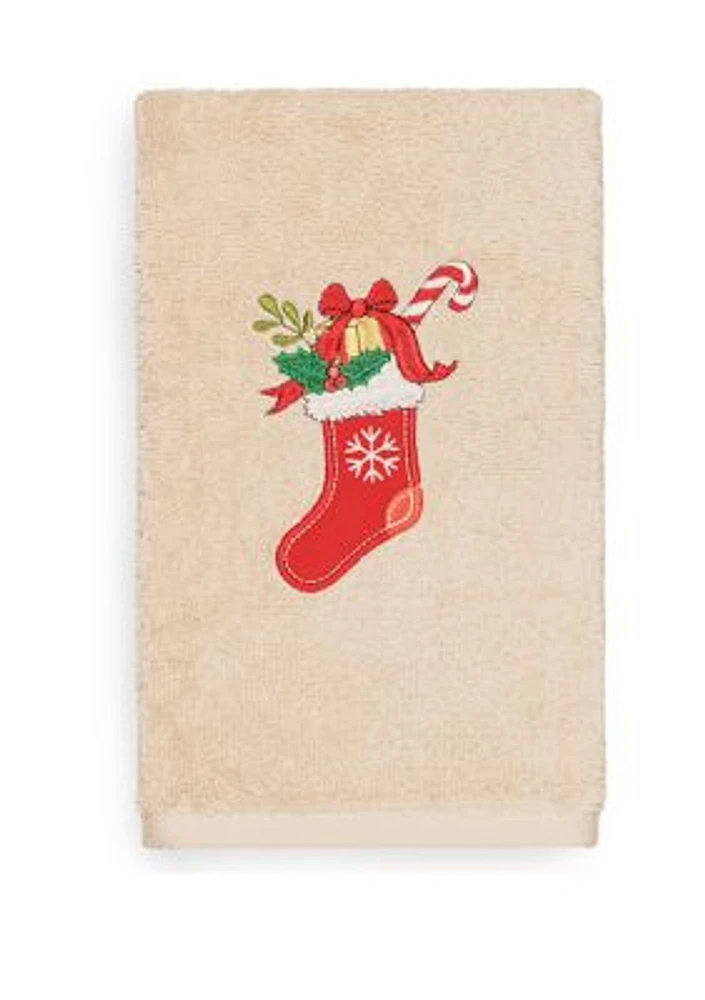 Christmas Stocking Embroidered Luxury Turkish Cotton Hand Towel
