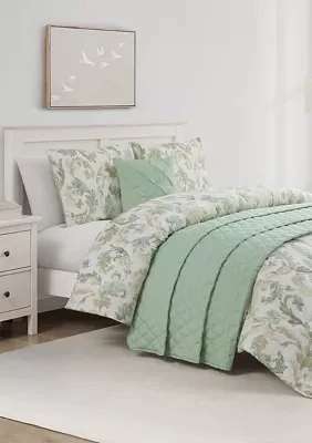 Sacramento Green 5 Piece Comforter Quilt Set