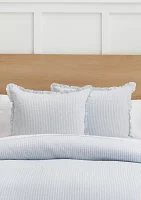 Blue Ruffle Trim Stripe Comforter