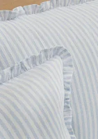 Blue Ruffle Trim Stripe Comforter