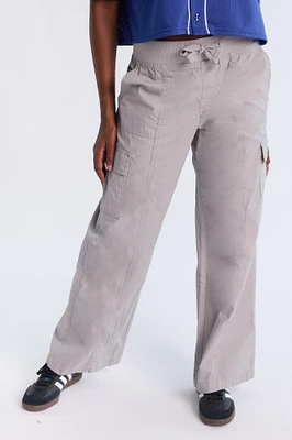 Pantalon cargo jambe large taille haute
