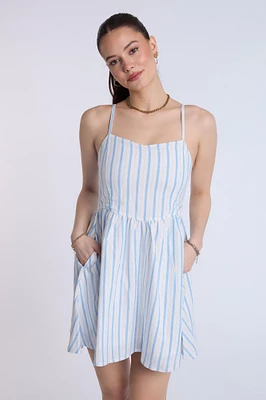 Linen-Blend Flowy Mini Dress