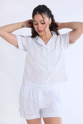 Cotton Pajama Striped Dad Shirt
