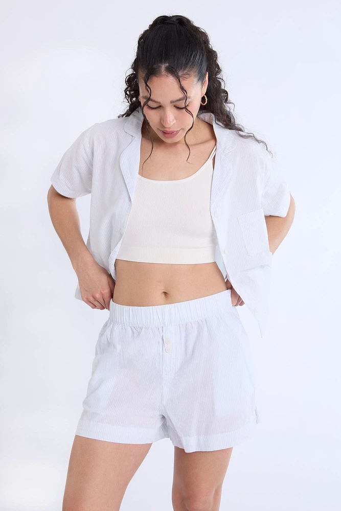 Cotton Pajama Striped Boxer Shorts