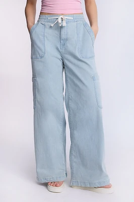 High Rise Drapey Baggy Cargo Jeans