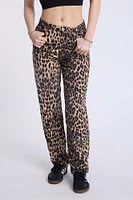 Super High Rise Leopard Baggy Jeans