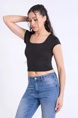 Short Sleeve Square Neck Baby Tee