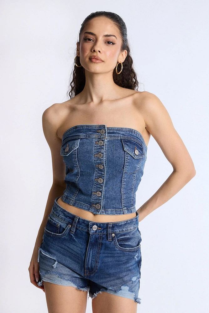 Denim Strapless Top