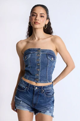Denim Strapless Top