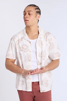 Poplin Paisley Print Short Sleeves Shirt