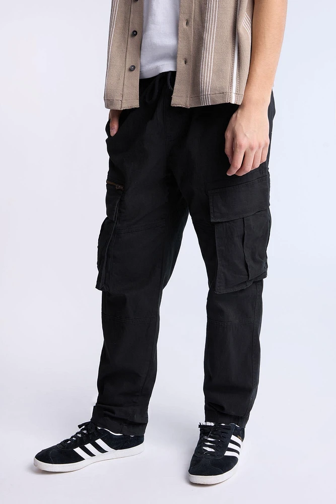Relaxed Zip Cargo Twill Pants
