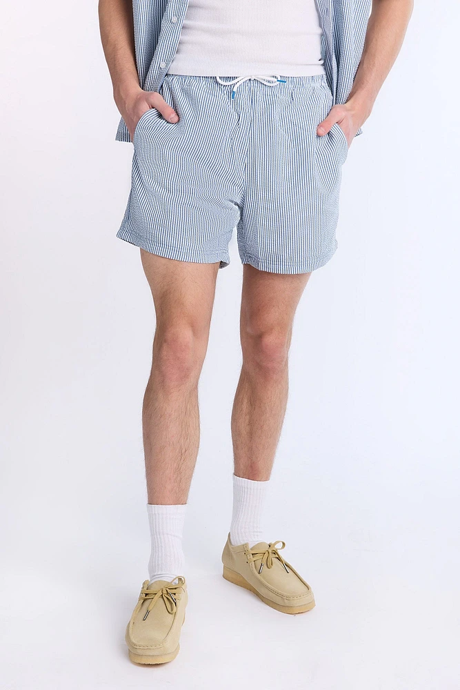 Striped Seersucker 5.5" Swim Trunks