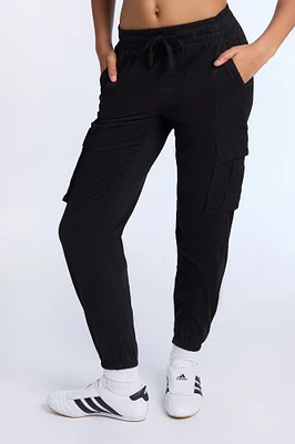 High Rise Twill Cargo Jogger