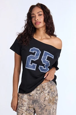 25 Graphic Off-Shoulder Tee