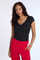 AERO Super Soft Ribbed Short Sleeve Henley Bodysuit